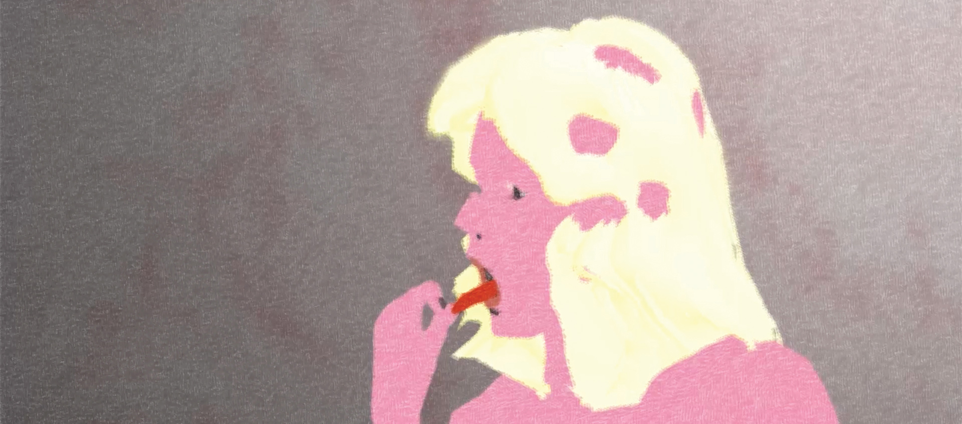 Animated woman grabbing tongue