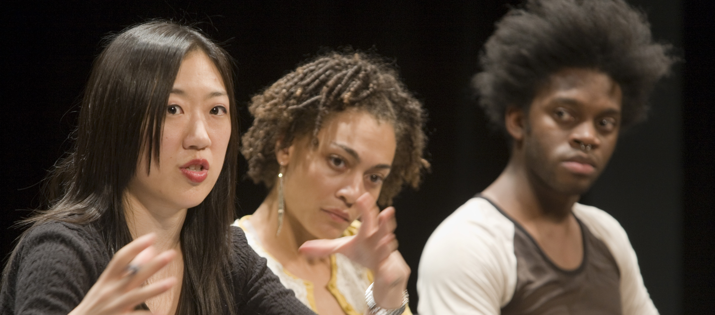 Three members of Young Jean Lee's Theater Company