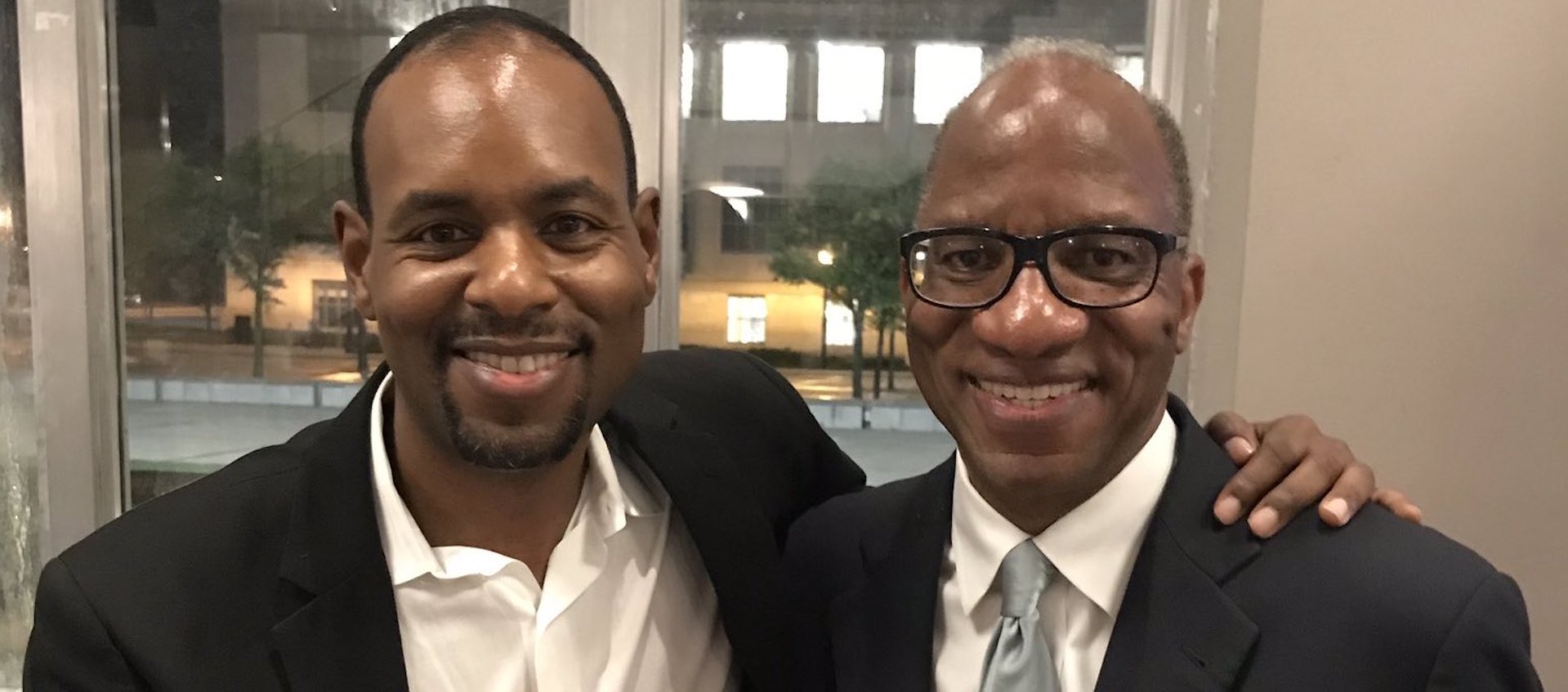 photo of writer-filmmaker Chris Bournea and Tigerland author Wil Haygood at the Wexner Center's 2018 Director's Dialogue on Art and Social Change