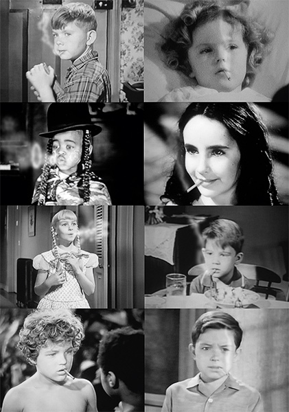 Collection of altered images showing child stars smoking