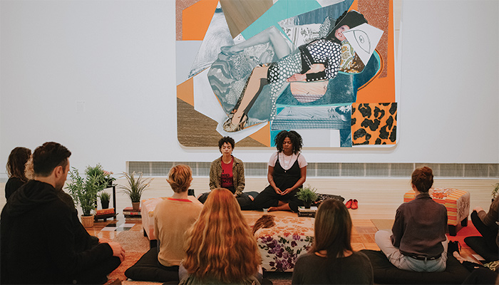A session of the On Pause mindfulness and meditation program at the Wexner Center for the Arts at The Ohio State University