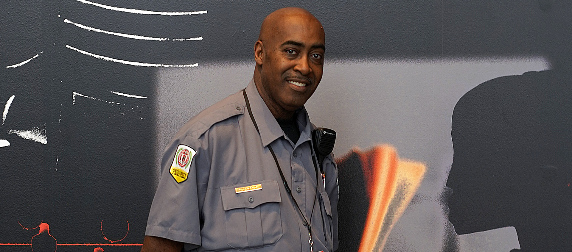Charles Glasco, a security guard at the Wexner Center for the Arts at The Ohio State University, in the galleries on his last work day before retirement—May 31, 2019