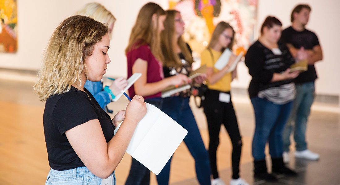 Students in a gallery