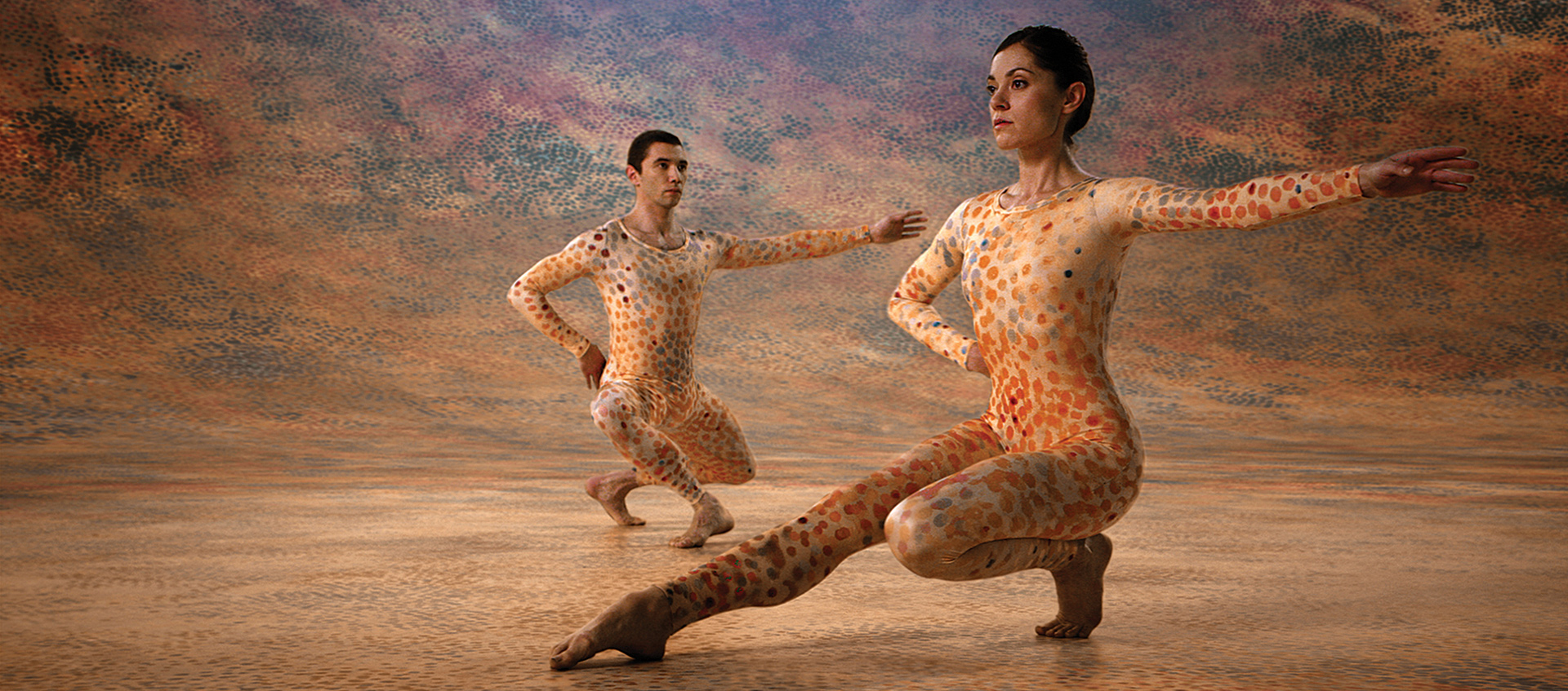 Two dancers in a still from the documentary Cunningham