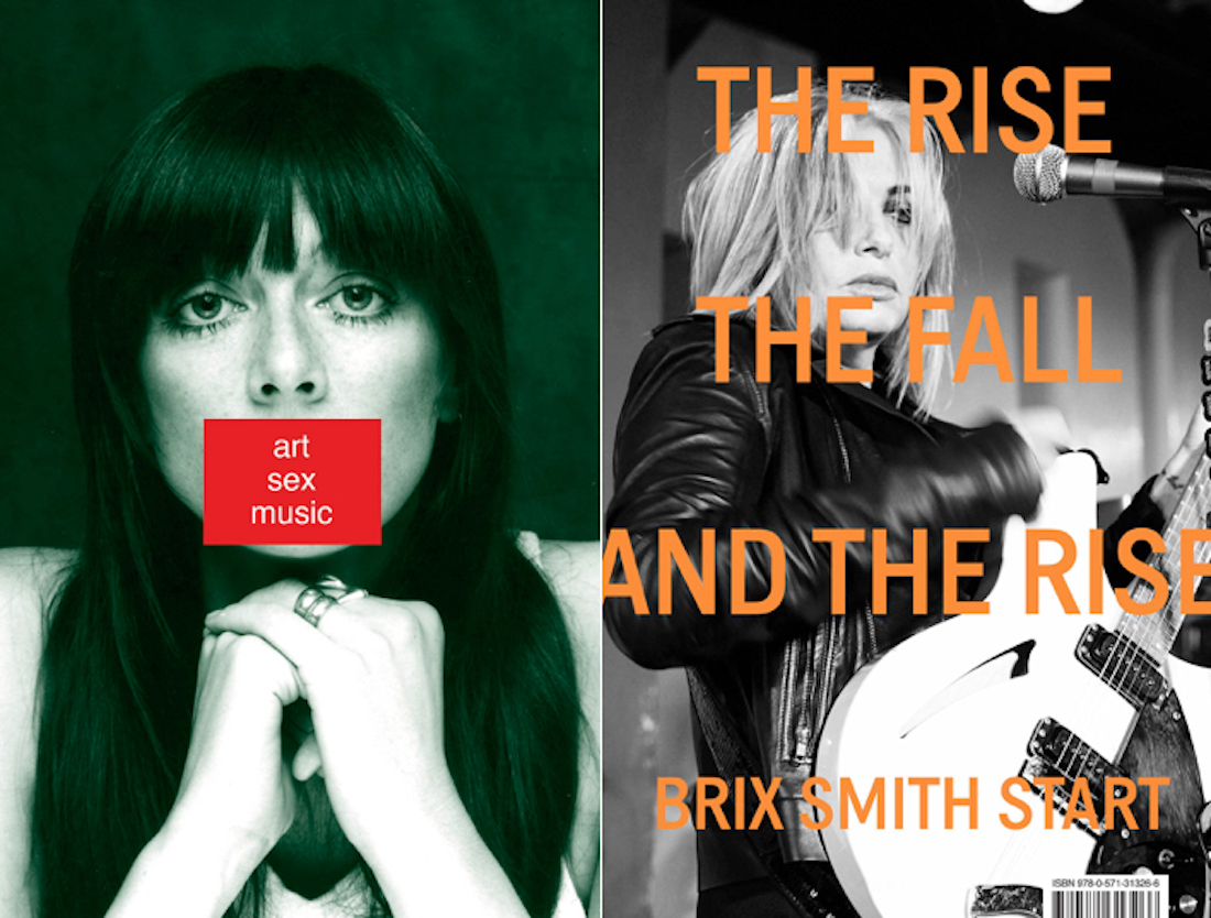 Cover artwork for the books Art Sex Music by Cosey Fanni Tutti and The Rise, the Fall, and the Rise by Brix Smith Start