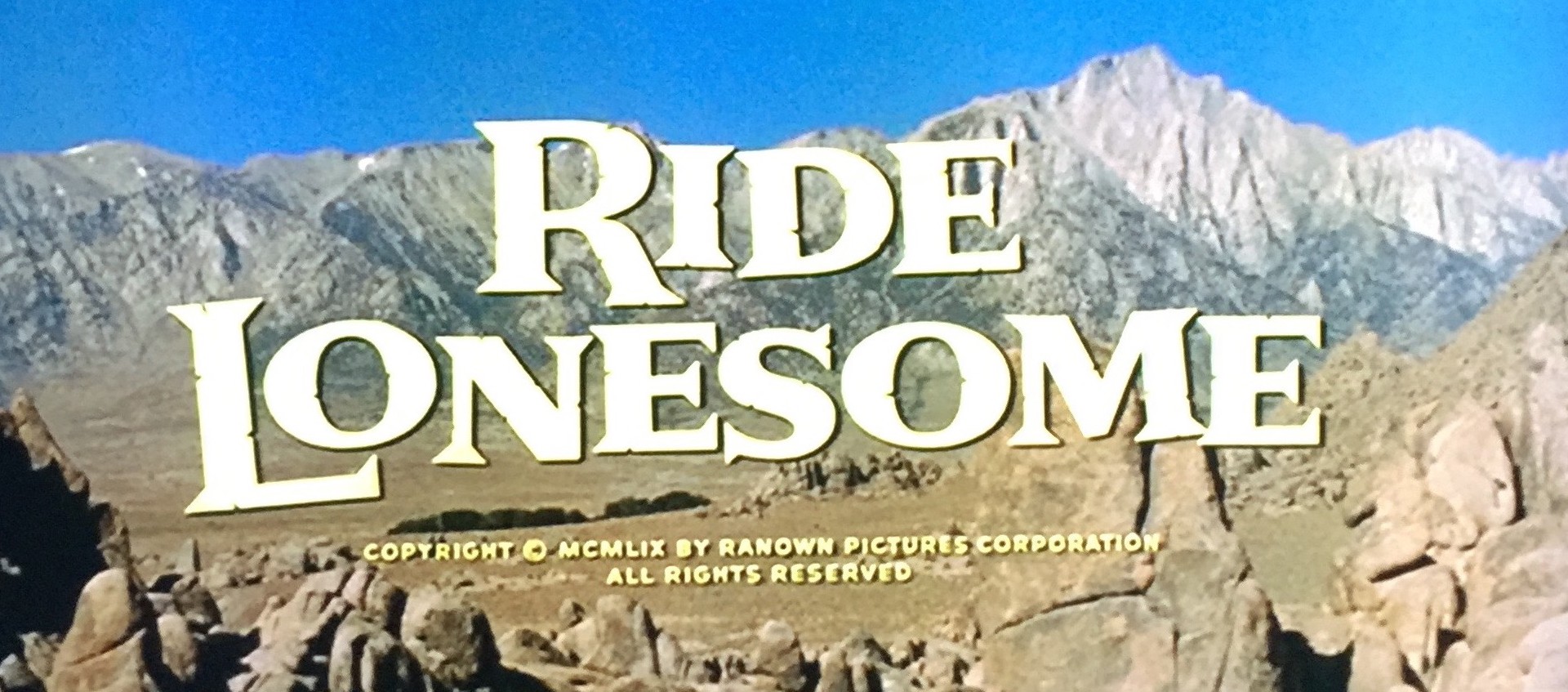 Title card for the 1959 Budd Boetticher Western film Ride Lonesome