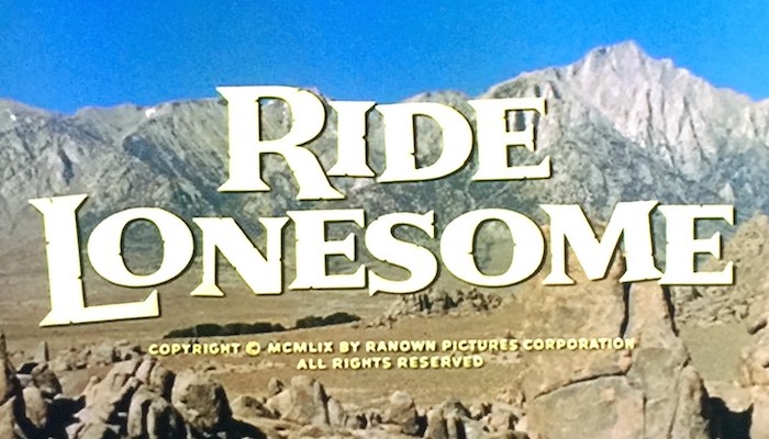 Title card for the 1959 Budd Boetticher Western film Ride Lonesome