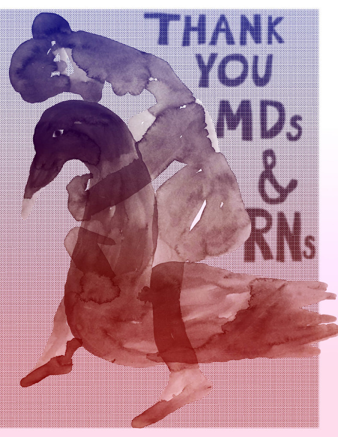 Watercolor poster thanking medical workers during the covid-19 crisis by artist Amy Sillman