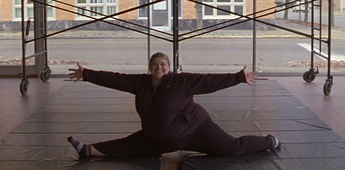 Trisha Schmidt does a split in a scene from Liza Johnson's 2009 short film In the Air