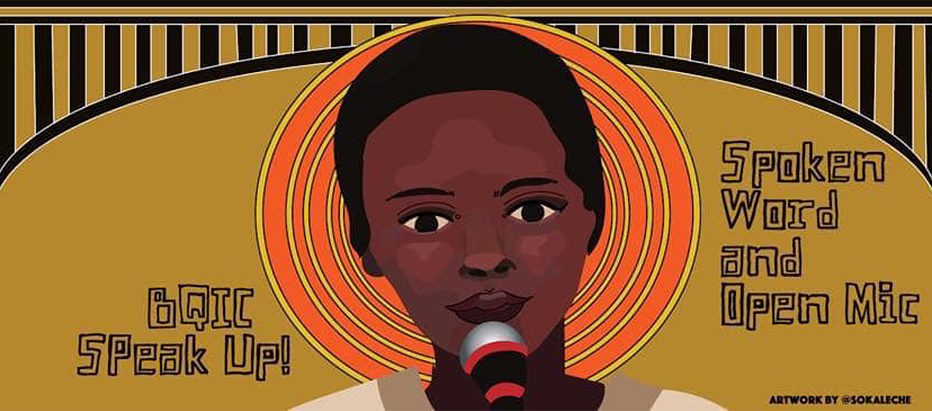 Graphic for Black Queer Intersectional Columbus monthly virtual open mic event