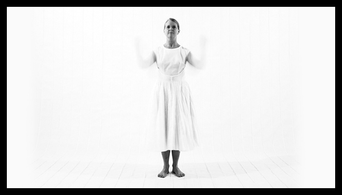Bear in Mind (The Bill of Rights) a video by Alison Crocetta, 2006. This work was performed by American Sign Language Interpreter, Charlene McCarthy with production photo by Bradley Olson.