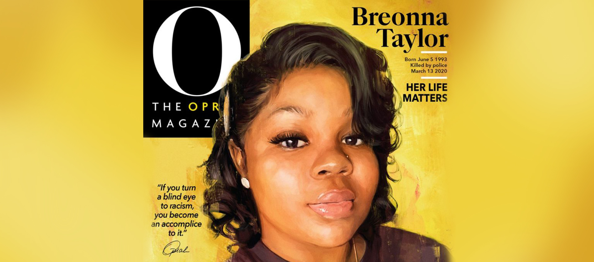 Cover of O Magazine with an image of Breonna Taylor