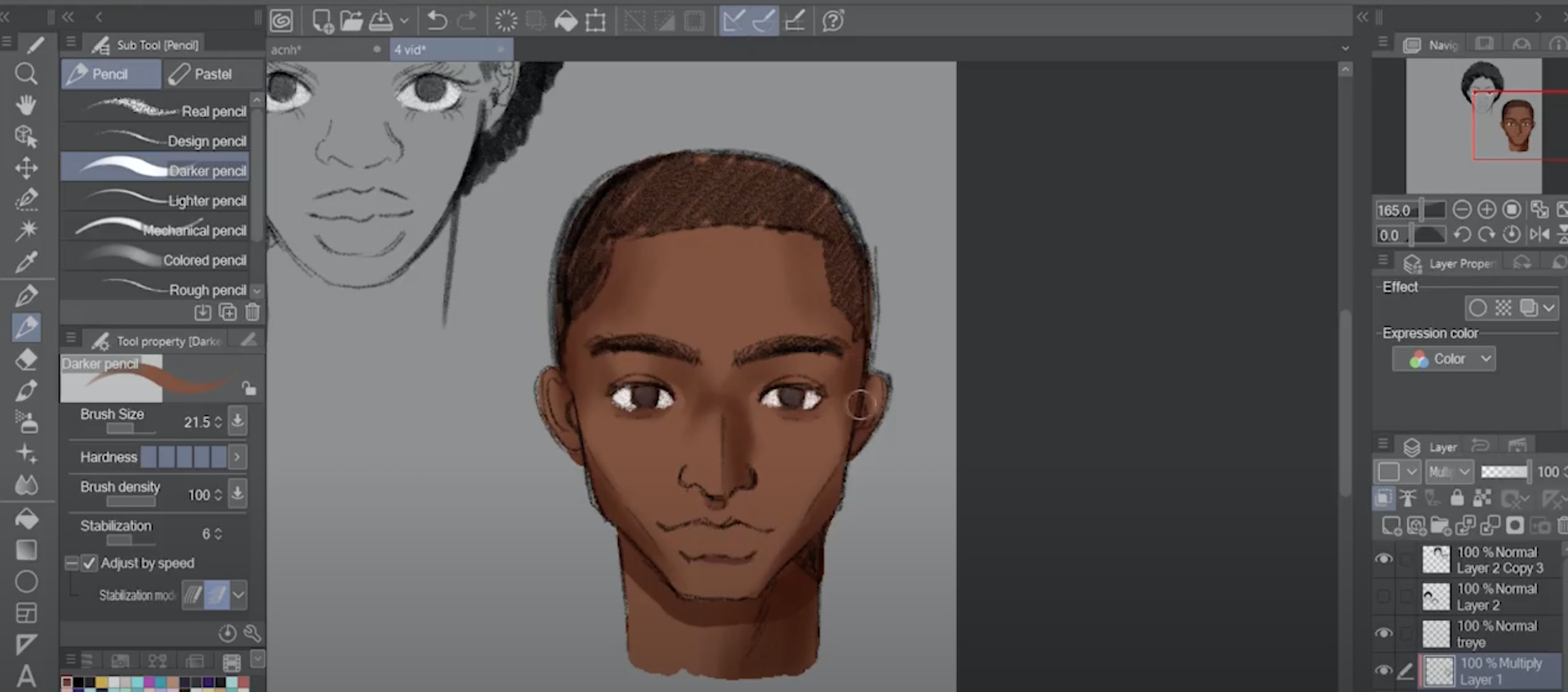a portrait of a young Black man in Clip Studio Paint