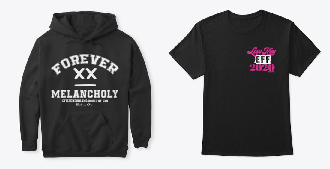 A hoodie and t-shirt from Dorian Ham's House of Ono line for Teespring