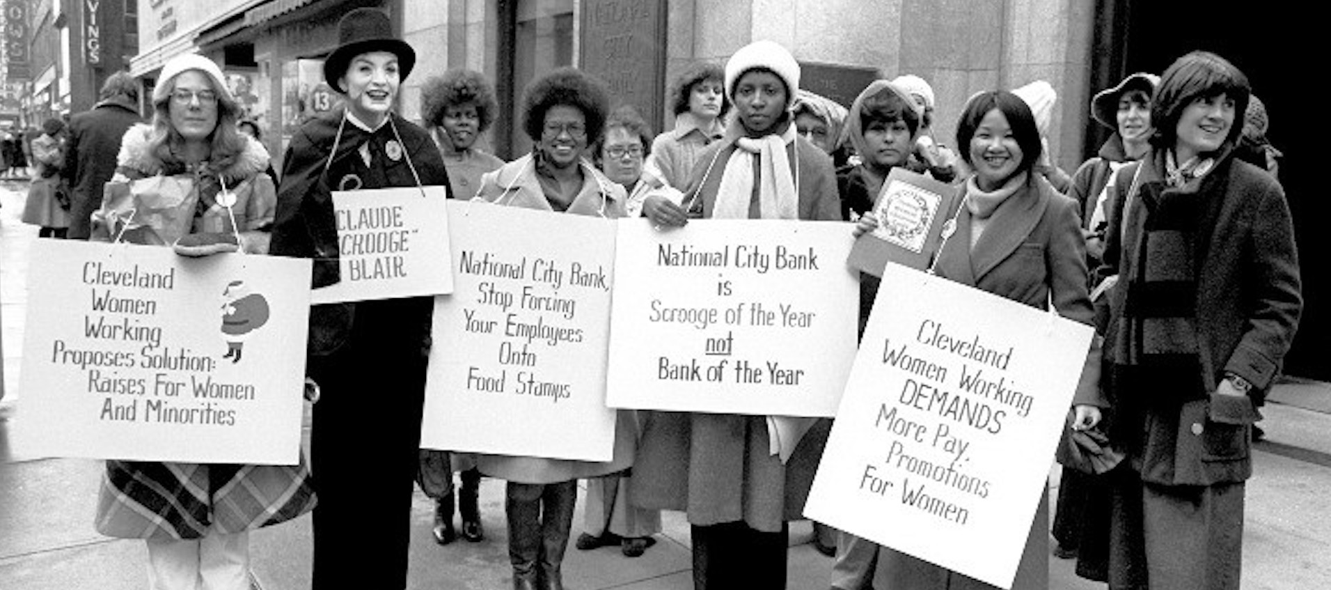 archival image of women in the 1970s striking from the documentary 9to5: The Story of a Movement