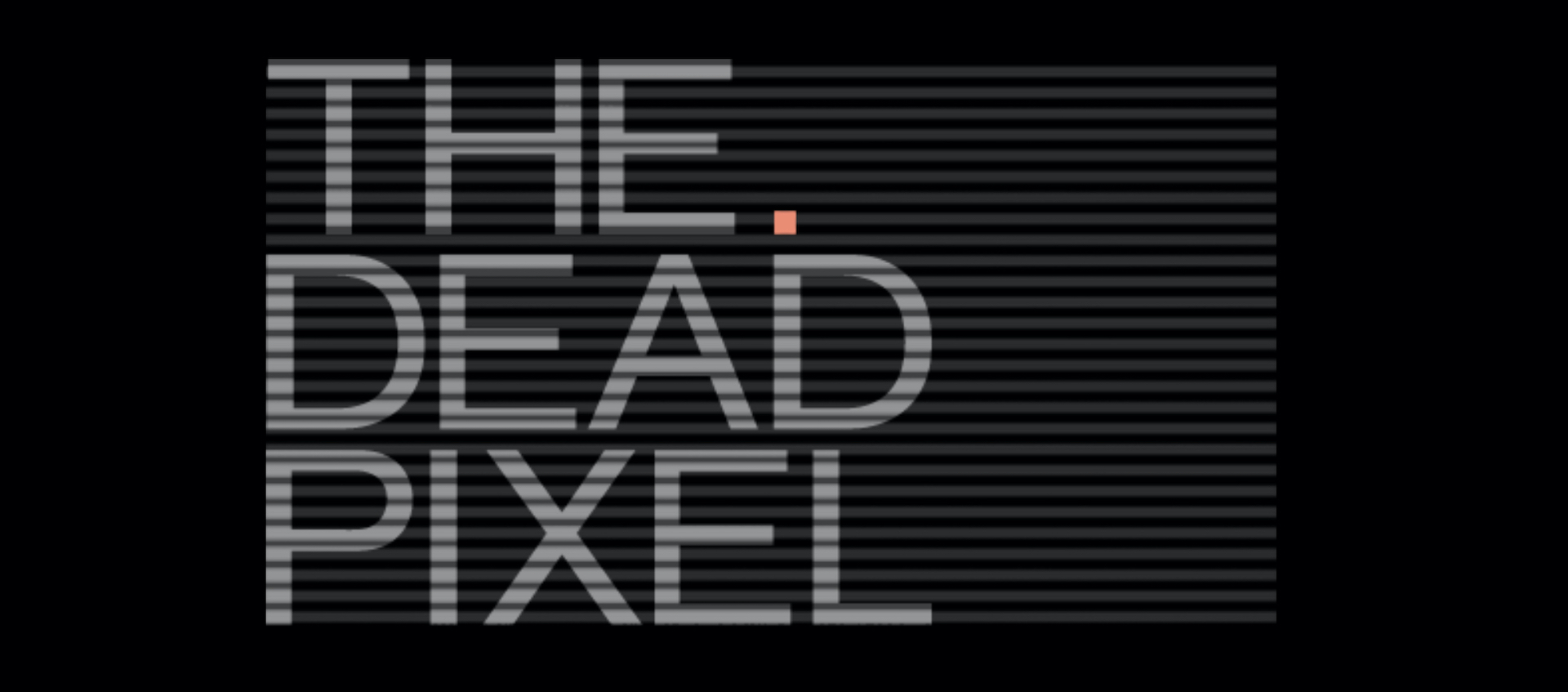Gray logo for The Dead Pixel podcast on black background