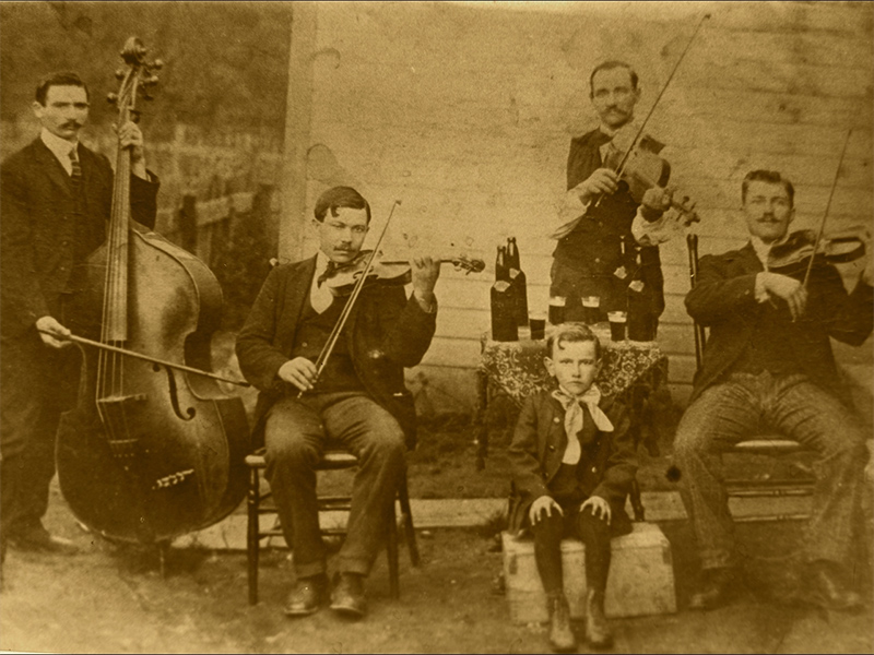 An old photograph of a band.