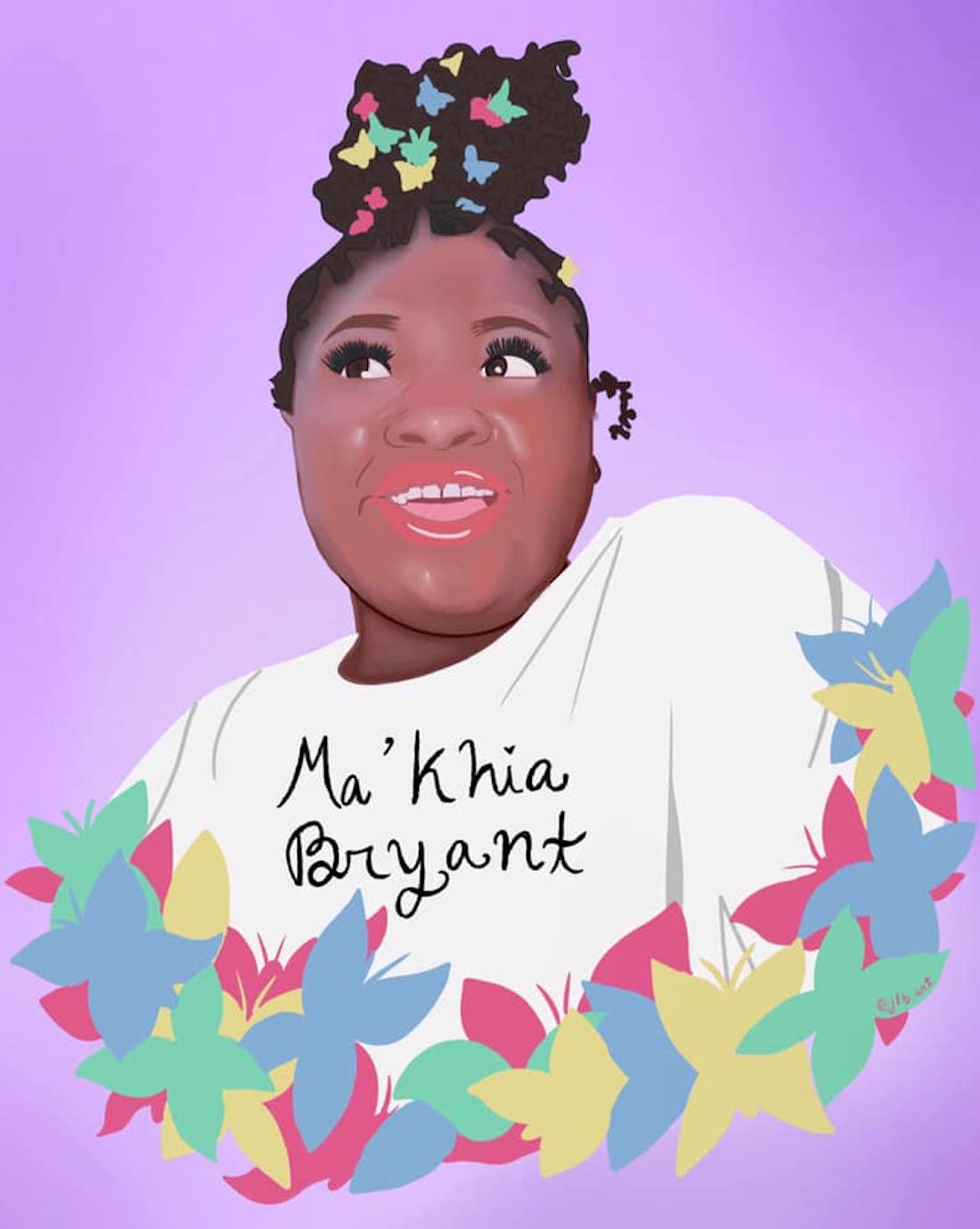 A colorful digital illustration of Ma'Khia Bryant by Julia Barrett