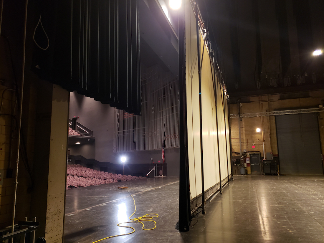 Mershon Auditorium view from behind the stage curtain