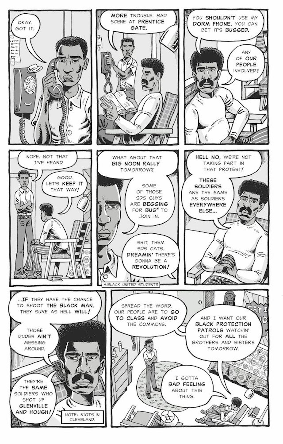 Page from John Derf Backderf's graphic novel Kent State: Four Dead in Ohio