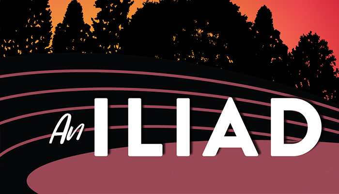A graphic illustration of an amphitheater with the words An Iliad overlaid.