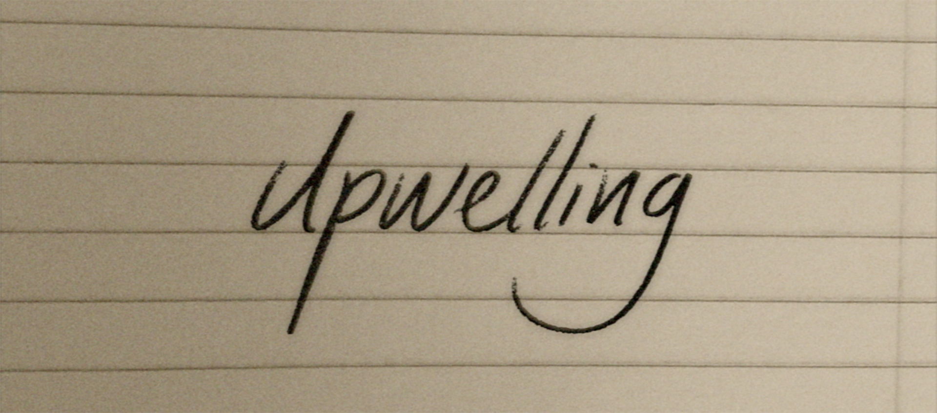 Photo of the word "Upwelling" written on notebook paper