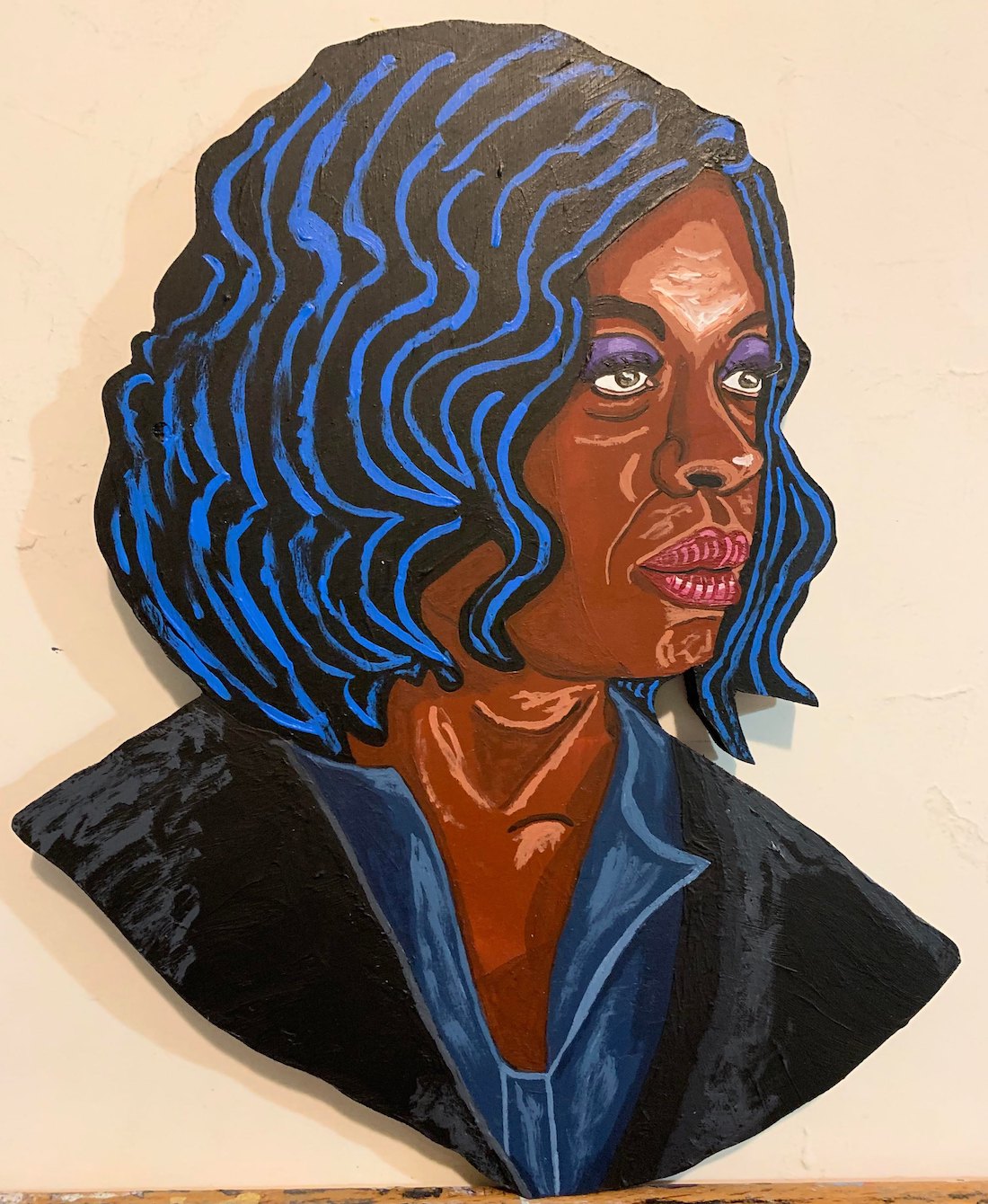 Painted portrait of actress Viola Davis by artist Roger Kent Groswiler