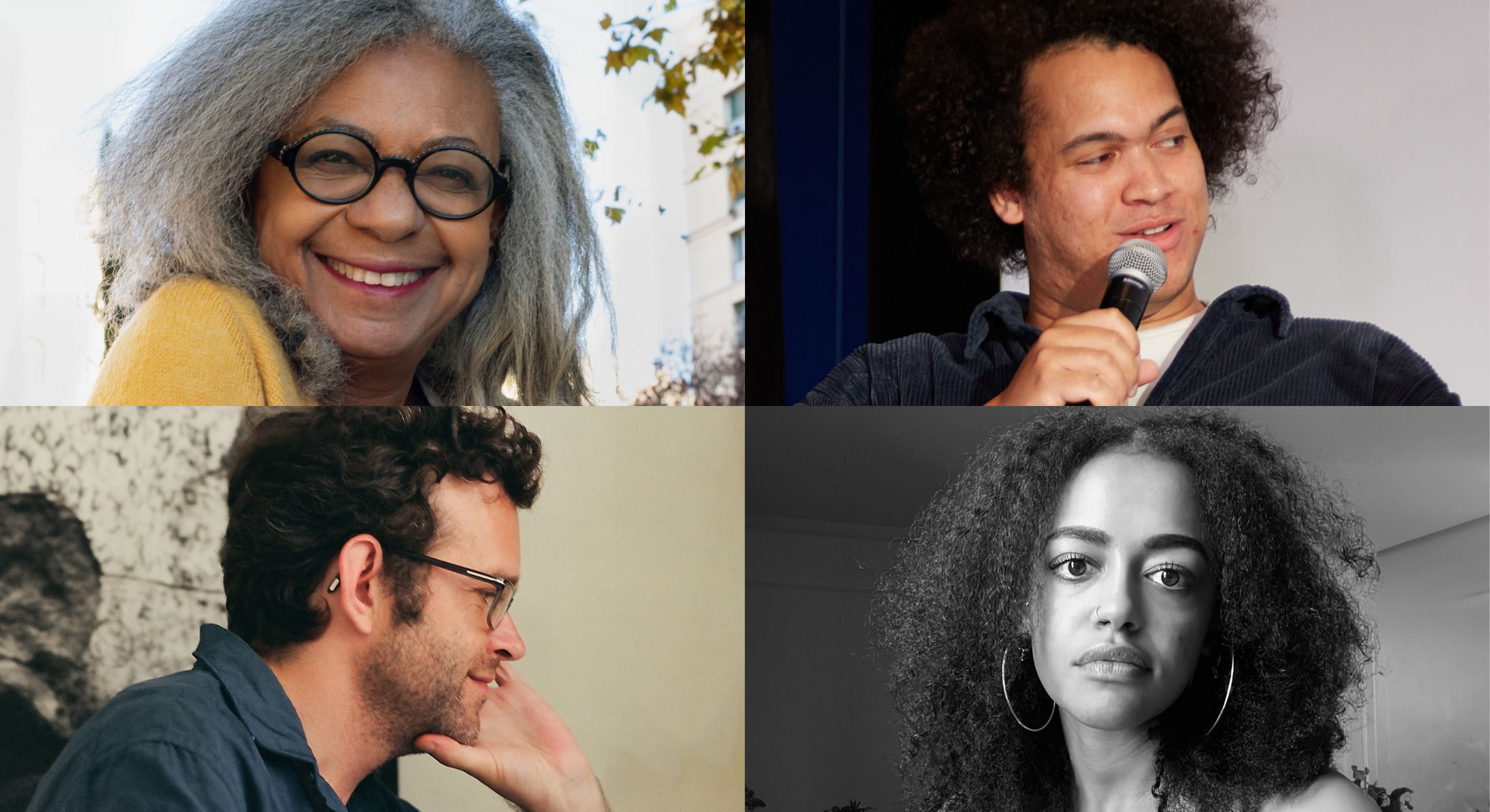 Headshots of the speakers: Annouchka de Andrade, Cédric Fauq, Yasmina Price, and  François Piron. 