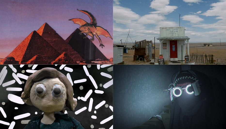 A collage of four stills from films featured in the 2024 Ohio Shorts festival.
