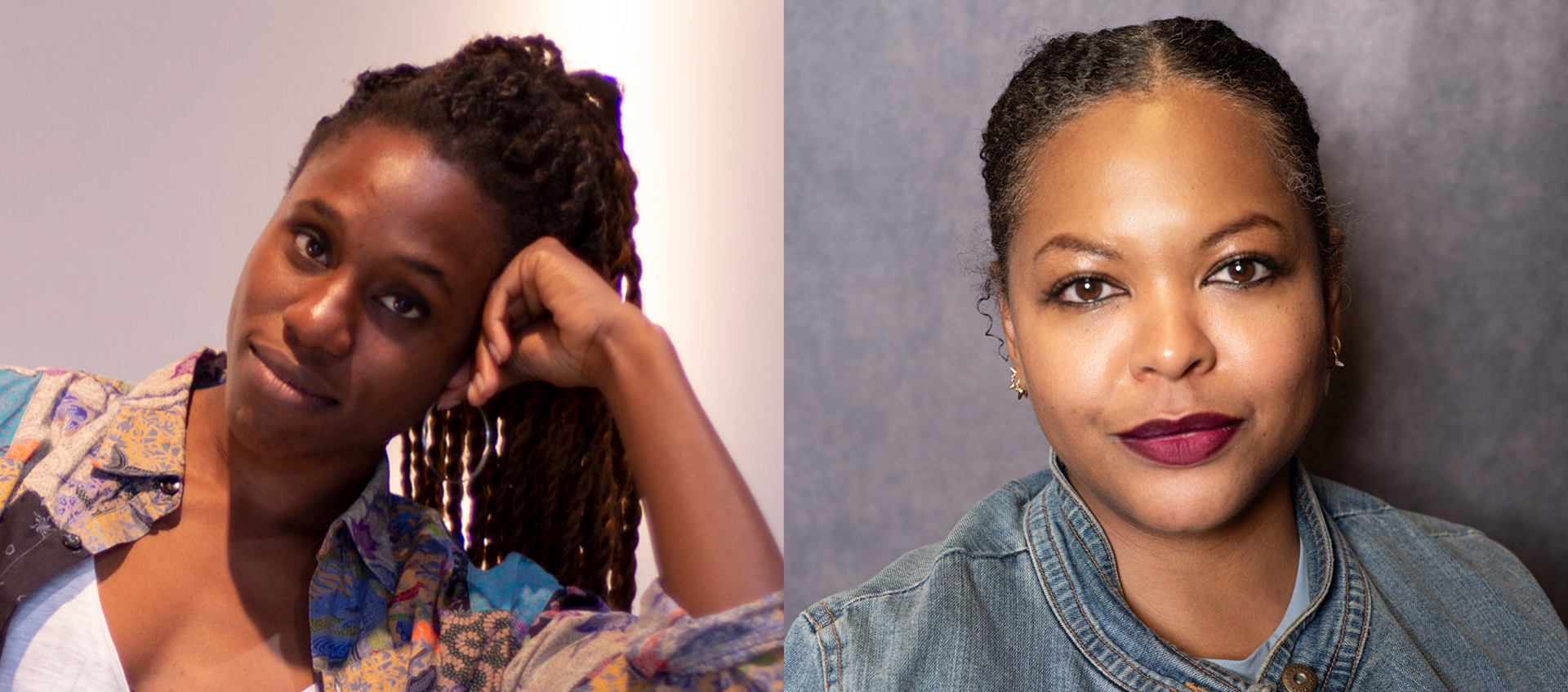 On the left is a headshot of Mimi Ọnụọha. On the right is a headshot of Simone Browne.