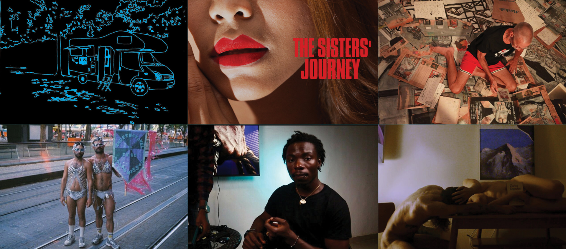 A collage of six stills from the videos in this program.