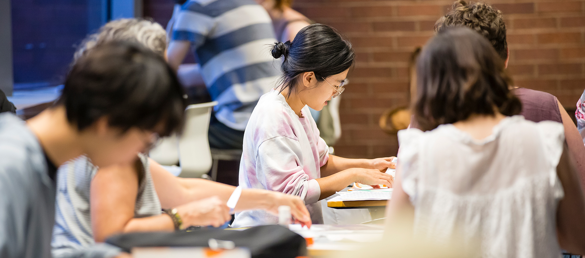 A group of people sit in Heirloom Café.