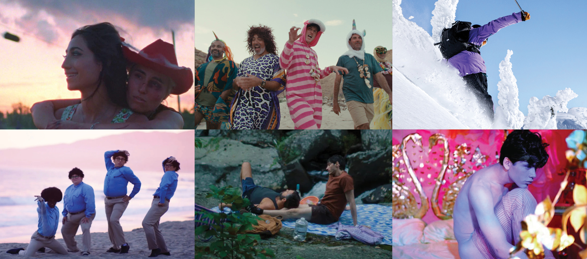 Six stills from the Pride: A Celebration of Queer Movies series.
