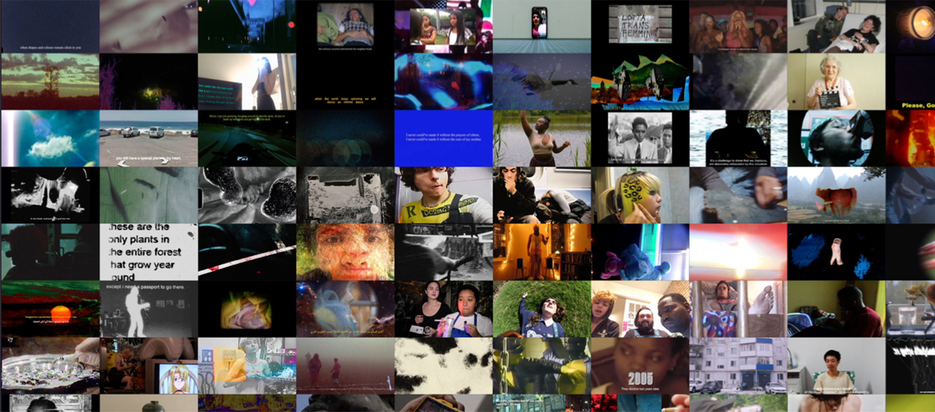 A collage of stills from films in the Film Diary program. 