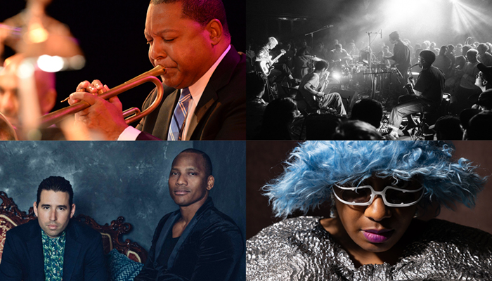 Four images of artists from the jazz series