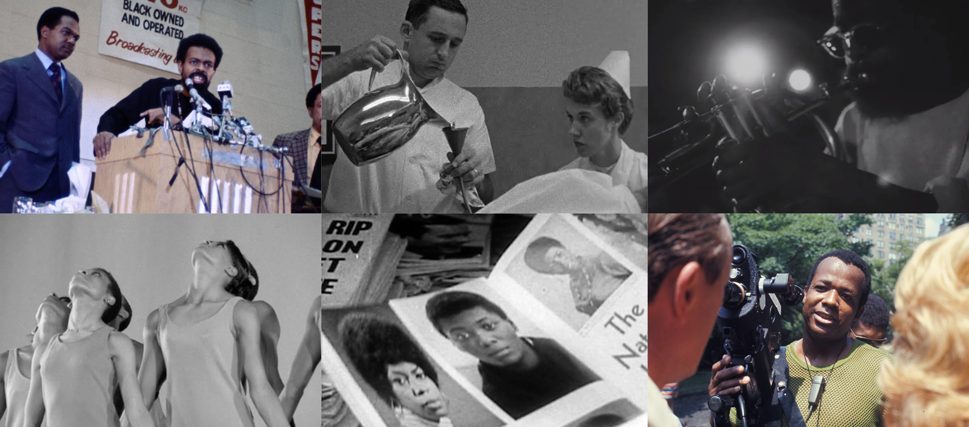 Six stills from the films in Retrospective: William Greaves.