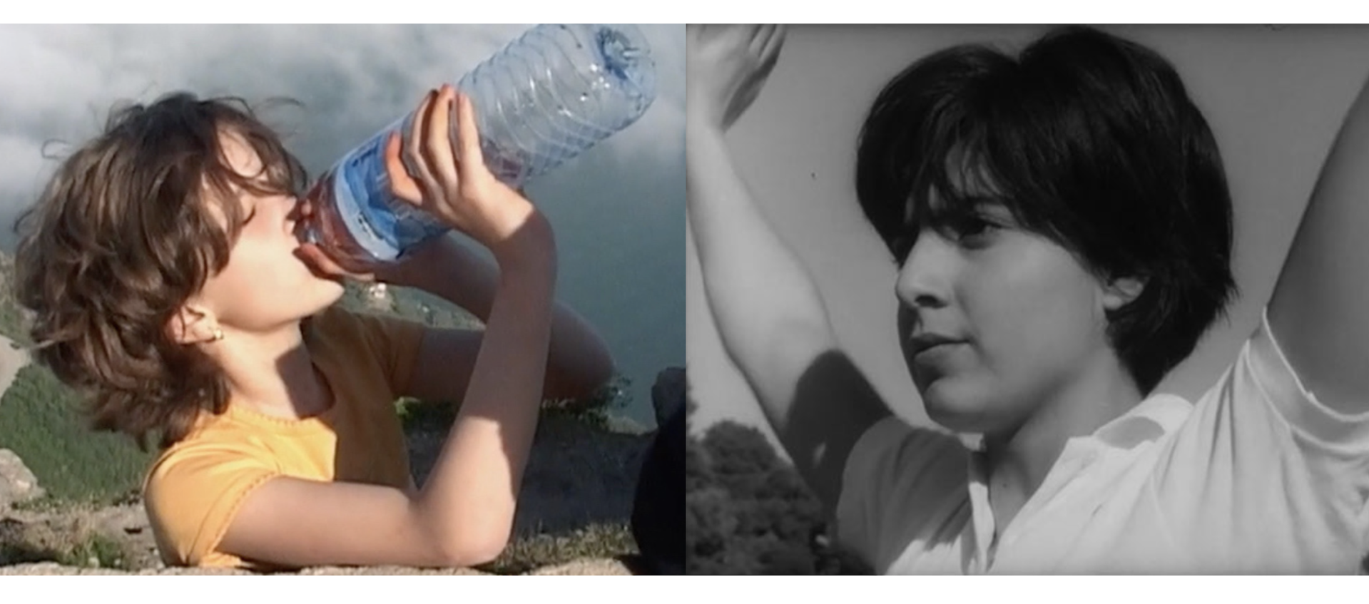 Side-by-side images of individual young women from the respective documentaries Lettre à Ma Soeur and Elle